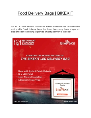 Food Delivery Bags  | BIKEKIT