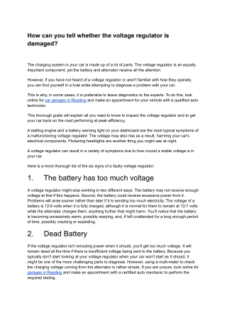 How can you tell whether the voltage regulator is damaged