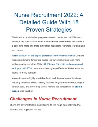 Nurse Recruitment 2022 A Detailed Guide With 18 Proven Strategies