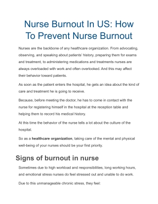 Nurse Burnout In US_ How To Prevent Nurse Burnout