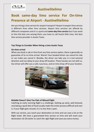 On-Time Limousine Service for Promotional Activities