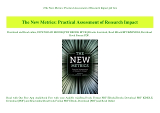 ^READ) The New Metrics Practical Assessment of Research Impact pdf free