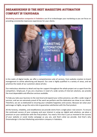 Dreamsdesign is the best Marketing automation company in Vadodara