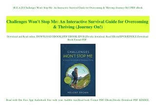 [R.E.A.D] Challenges Won't Stop Me An Interactive Survival Guide for Overcoming & Thriving (Journey On!) PDF eBook