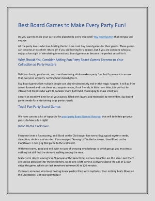 Best Board Games to Make Every Party Fun!