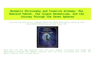 PDF) Hermetic Philosophy and Creative Alchemy The Emerald Tablet  the Corpus Hermeticum  and the Journey Through the Sev