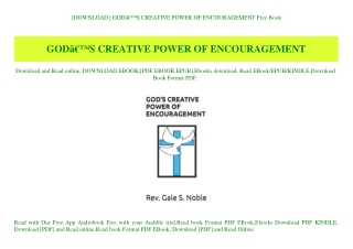 {DOWNLOAD} GODÃ¢Â€Â™S CREATIVE POWER OF ENCOURAGEMENT Free Book