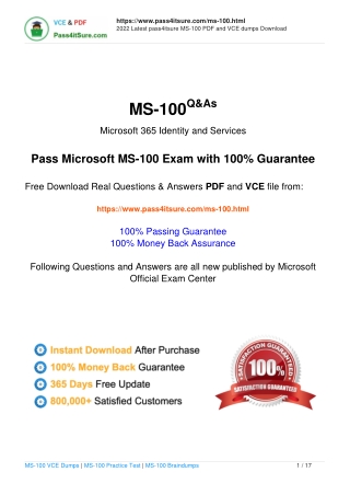 Free Microsoft MS-100 exam practice questions