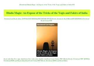 (Download) Hindu Magic An Expose of the Tricks of the Yogis and Fakirs of India Pdf