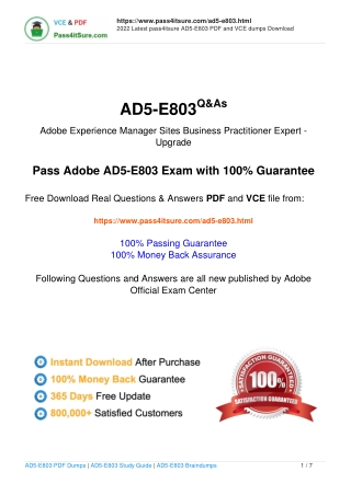 Free Adobe AD5-E803 exam practice questions