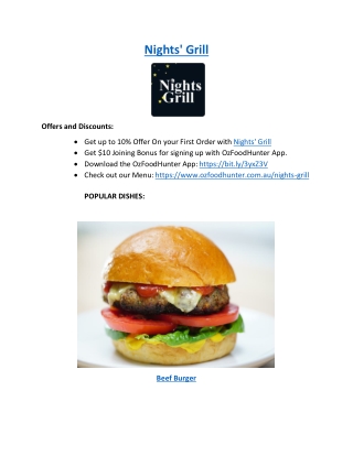 Upto 10% offer - Order now from Nights' Grill, Dubbo