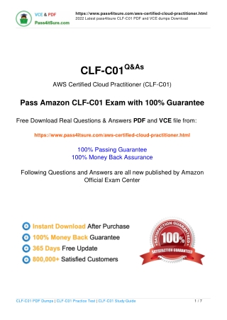 Free Amazon CLF-C01 exam practice questions