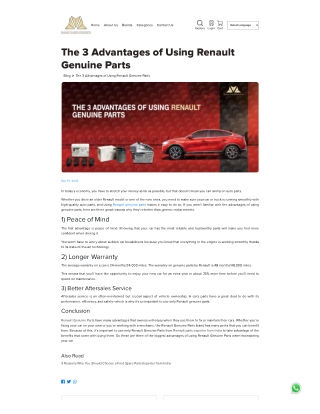 The 3 Advantages of Using Renault Genuine Parts