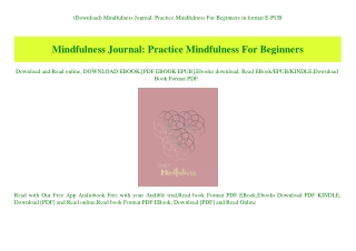 (Download) Mindfulness Journal Practice Mindfulness For Beginners in format E-PUB