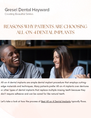Reasons Why Patients Are Choosing All-On-4 Dental Implants