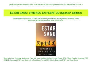 [READ PDF] EPUB ESTAR SANO VIVIENDO EN PLENITUD (Spanish Edition) ^DOWNLOAD E.B.O.O.K.#
