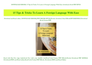 DOWNLOAD EBOOK 15 Tips & Tricks To Learn A Foreign Language With Ease download ebook PDF EPUB