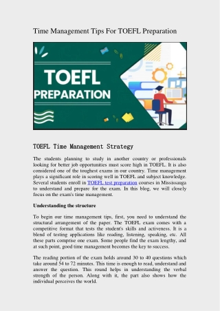 Time Management Tips For TOEFL Preparation
