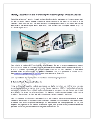 Identify 2 essential upsides of choosing Website Designing Services in Adelaide
