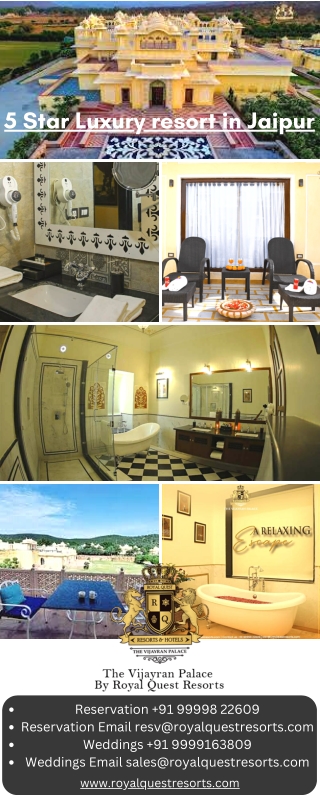 5 Star Luxury resort in Jaipur-www.royalquestresorts.com