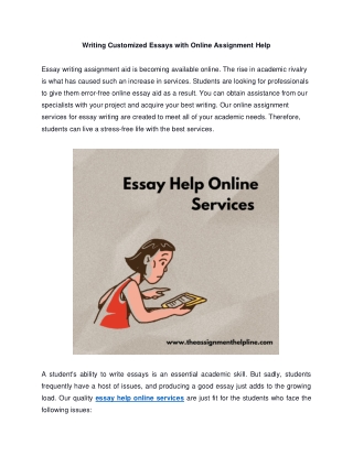 Writing Customized Essays with Online Assignment Help