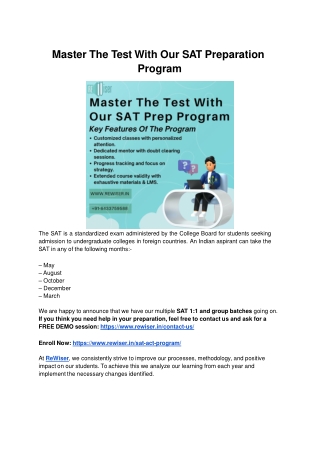 Master The Test With Our SAT Preparation Program