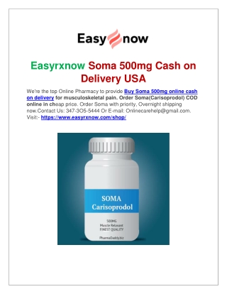 Easyrxnow Soma 500mg Cash on Delivery USA