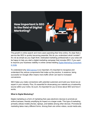 How important is SEO in the field of Digital Marketing_
