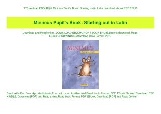 Download EBOoK@ Minimus Pupil's Book Starting out in Latin download ebook PDF EPUB