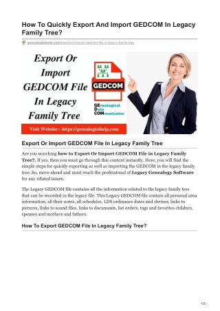 Export or Import GEDCOM File In Legacy Family Tree | Genealogist Help