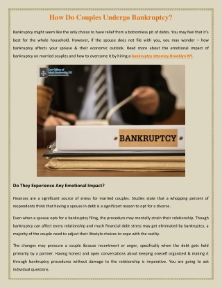 How Do Couples Undergo Bankruptcy