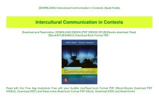{DOWNLOAD} Intercultural Communication in Contexts (Epub Kindle)