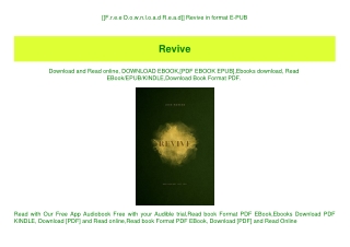 [[F.r.e.e D.o.w.n.l.o.a.d R.e.a.d]] Revive in format E-PUB
