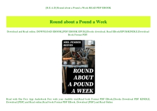 [R.E.A.D] Round about a Pound a Week READ PDF EBOOK