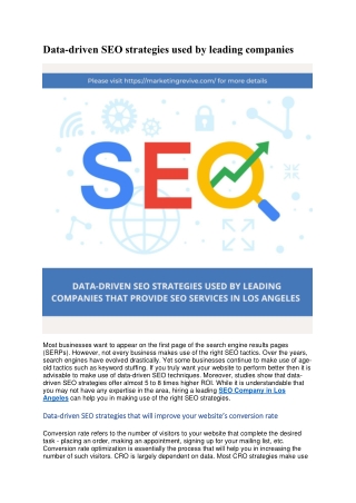 Data-driven SEO strategies used by leading companies