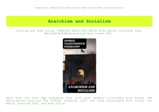 Download [ebook]$$ Anarchism and Socialism {read online}