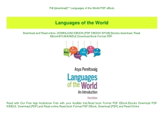Pdf [download]^^ Languages of the World PDF eBook