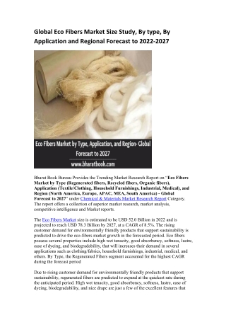 Global Eco Fibers Market Research Report 2022-2027