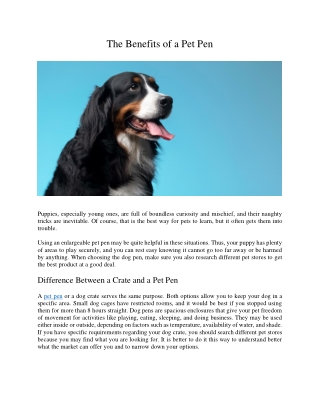 The Benefits of a Pet Pen