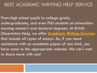 Best Academic Writing Help Service
