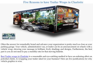 Five Reasons to have Trailer Wraps in Charlotte