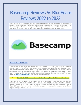 Basecamp Reviews Vs BlueBeam Reviews