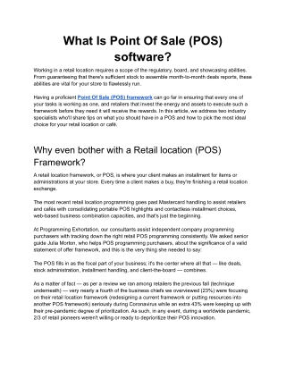 What Is Point Of Sale (POS) software