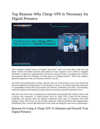 Top Reasons Why Cheap VPS Is Necessary for Digital Presence