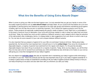 What Are the Benefits of Using Extra Absorb Diaper