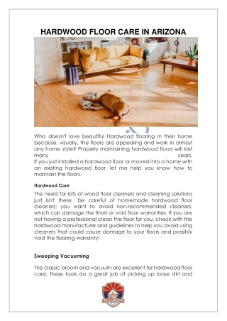 HARDWOOD FLOOR CARE IN ARIZONA