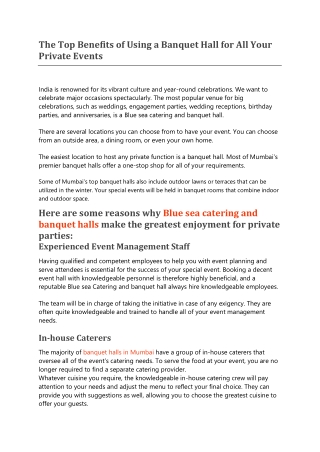 The Top Benefits of Using a Banquet Hall for All Your Private Events
