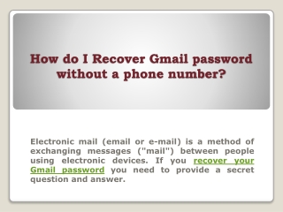 How do I Recover Gmail password without a phone number?