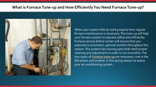 What is Furnace Tune-up and How Efficiently You Need Furnace Tune-up