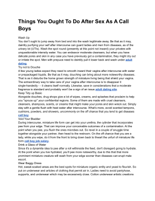 Things You Ought To Do After Sex As A Call Boys